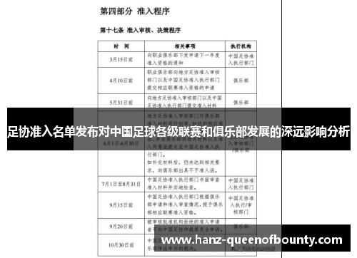 足协准入名单发布对中国足球各级联赛和俱乐部发展的深远影响分析