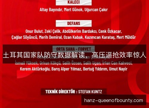 土耳其国家队防守数据解读，高压逼抢效率惊人
